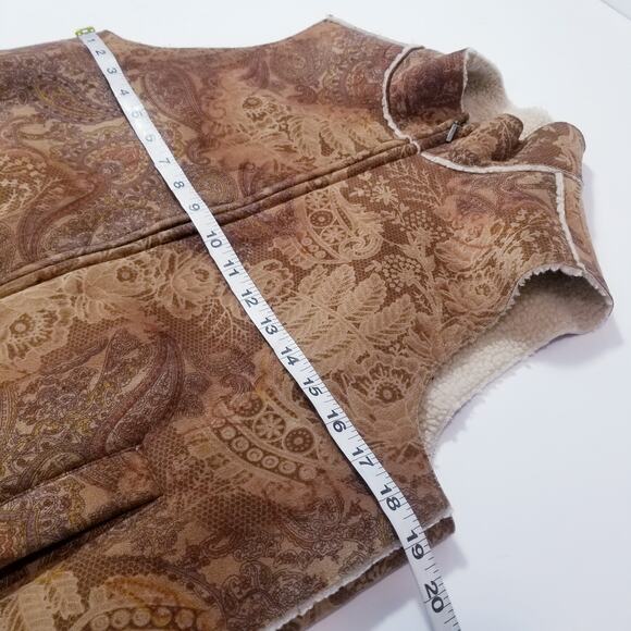 Jones New York Sport Suede Western Print Shearling Vest Jacket - Picture 6 of 11
